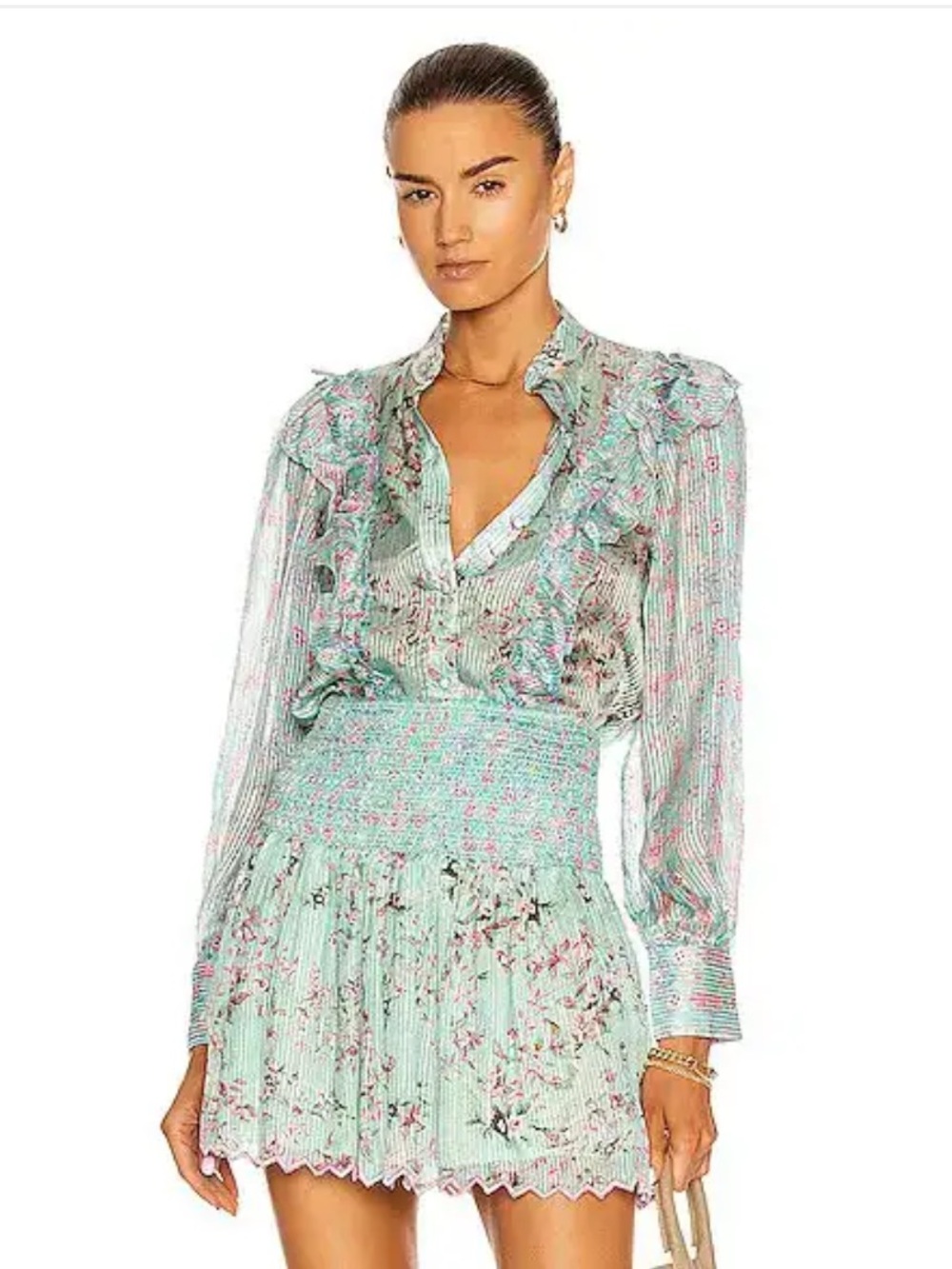 HEMANT & NANDITA Missima Shirt Mint Multi Floral